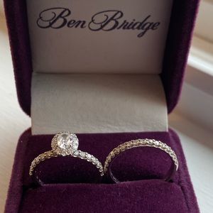 Ben Bridge Halo Diamond Wedding Set, Size 6.5